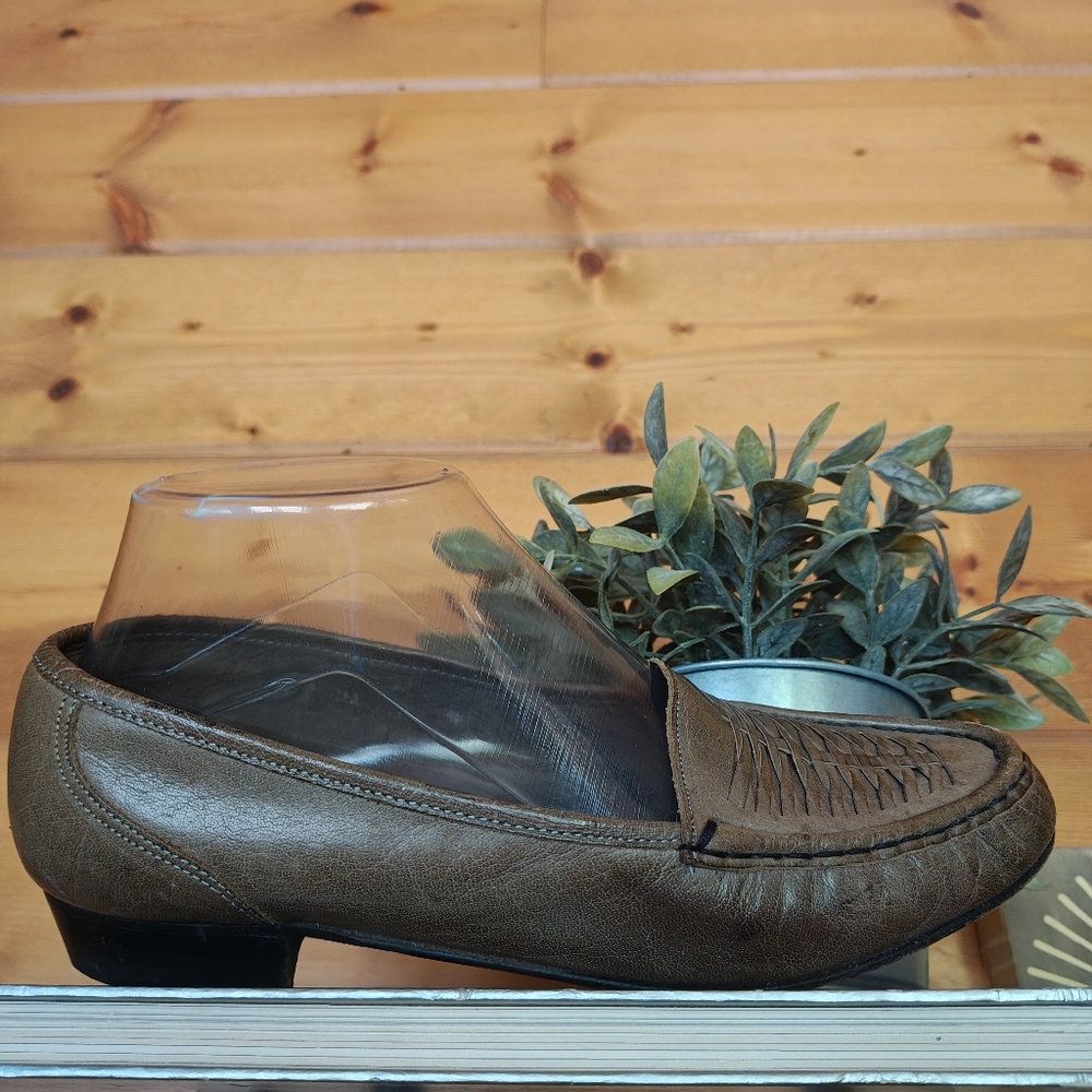 Bernardo Siena Woven Leather Block Heel Loafers Dress Shoes Italy Designer Sz 7M - Picture 2 of 12